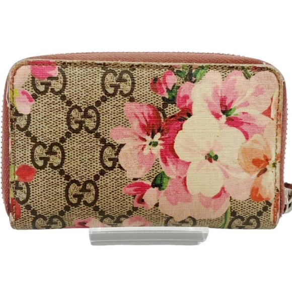 Gucci Handbags - GUCCI Supreme GG Blooms Round Zipper Coin Case Pink